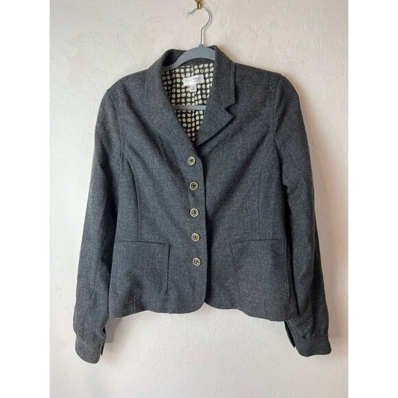 Isaac Mizrahi Linen Blend Blazer Sz 10 Grey Tweed Look - Picture 1 of 6